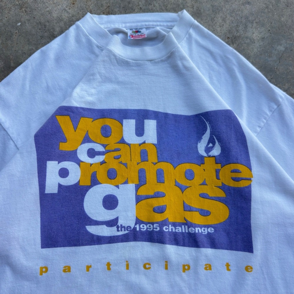 Vintage 90s Fruit of the Loom You Can Promote Gas T-Shirt White XL (h1 sku)